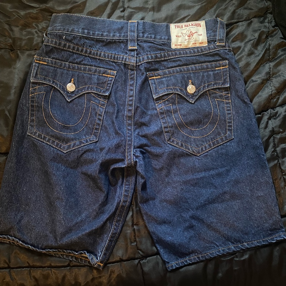 True Religion Dark Blue Jean Shorts for Men